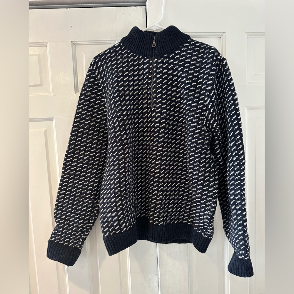 L.L. Bean Wool Birds Eye Quarter Zip - Men’s Medium